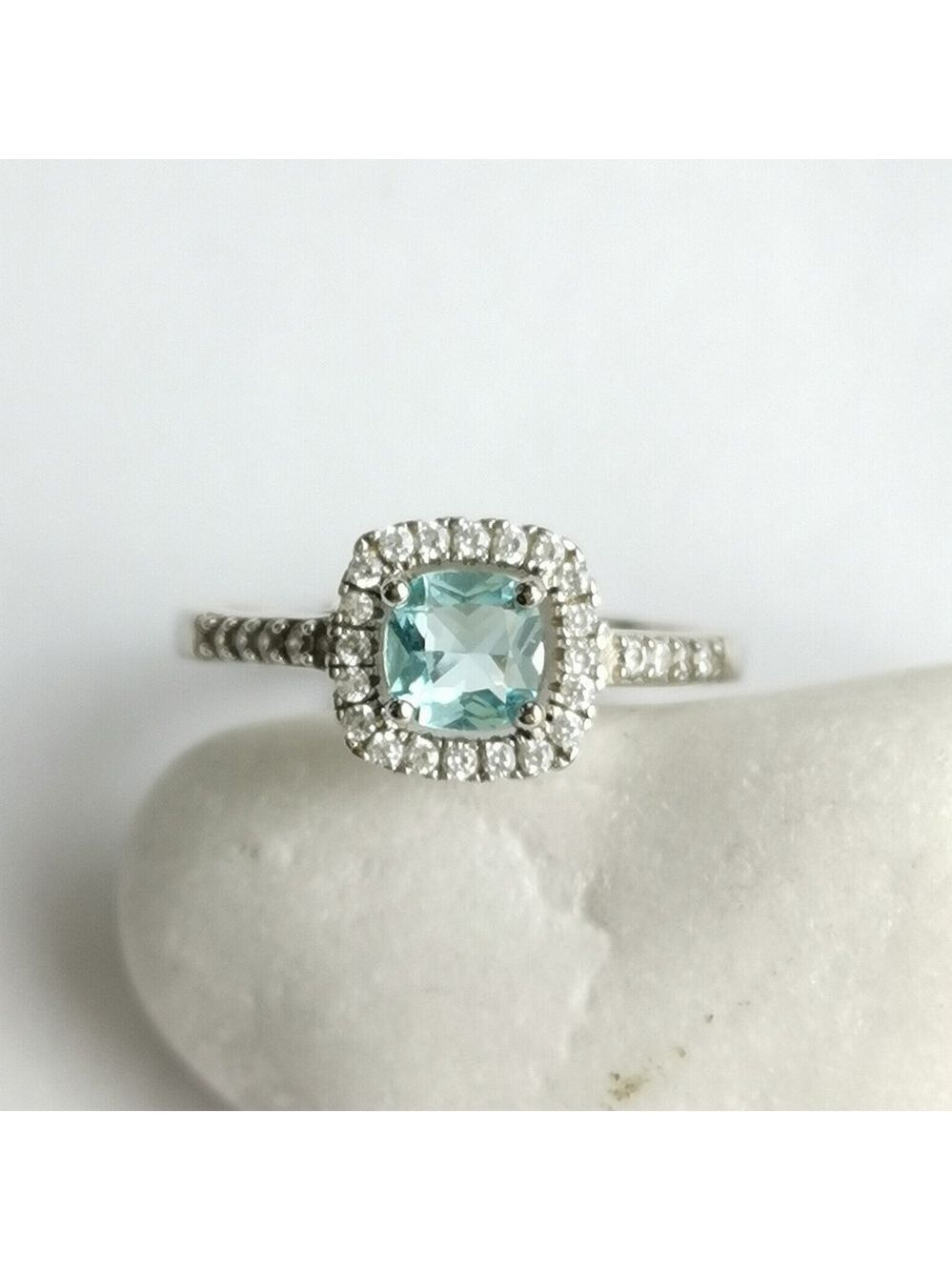 Sky Blue And White Sapphire ring size 6.5 Adjustable 🆕